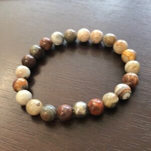 Jasper stretch bracelet with silver bead